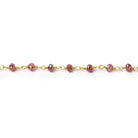 3mm Mystic Rhodolite Garnet faceted rondelles on Gold Chain by the foot - Beadsofcambay.com