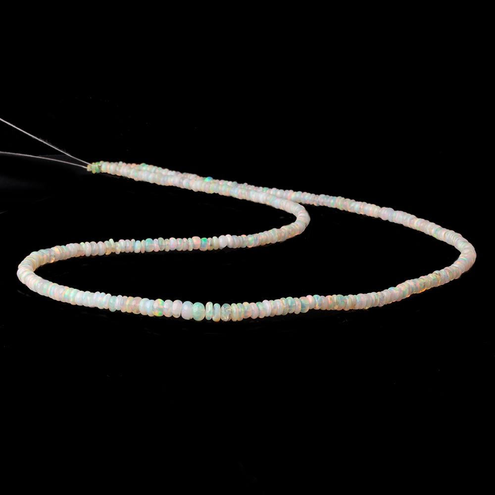 3mm Off White Ethiopian Opal plain rondelle beads 18 inch 300 pieces AA - Beadsofcambay.com