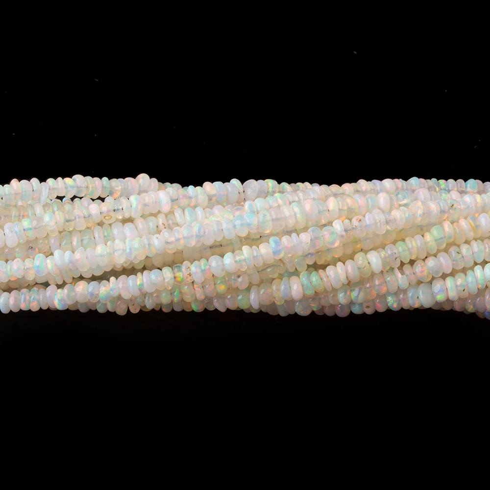 3mm Off White Ethiopian Opal plain rondelle beads 18 inch 300 pieces AA - Beadsofcambay.com