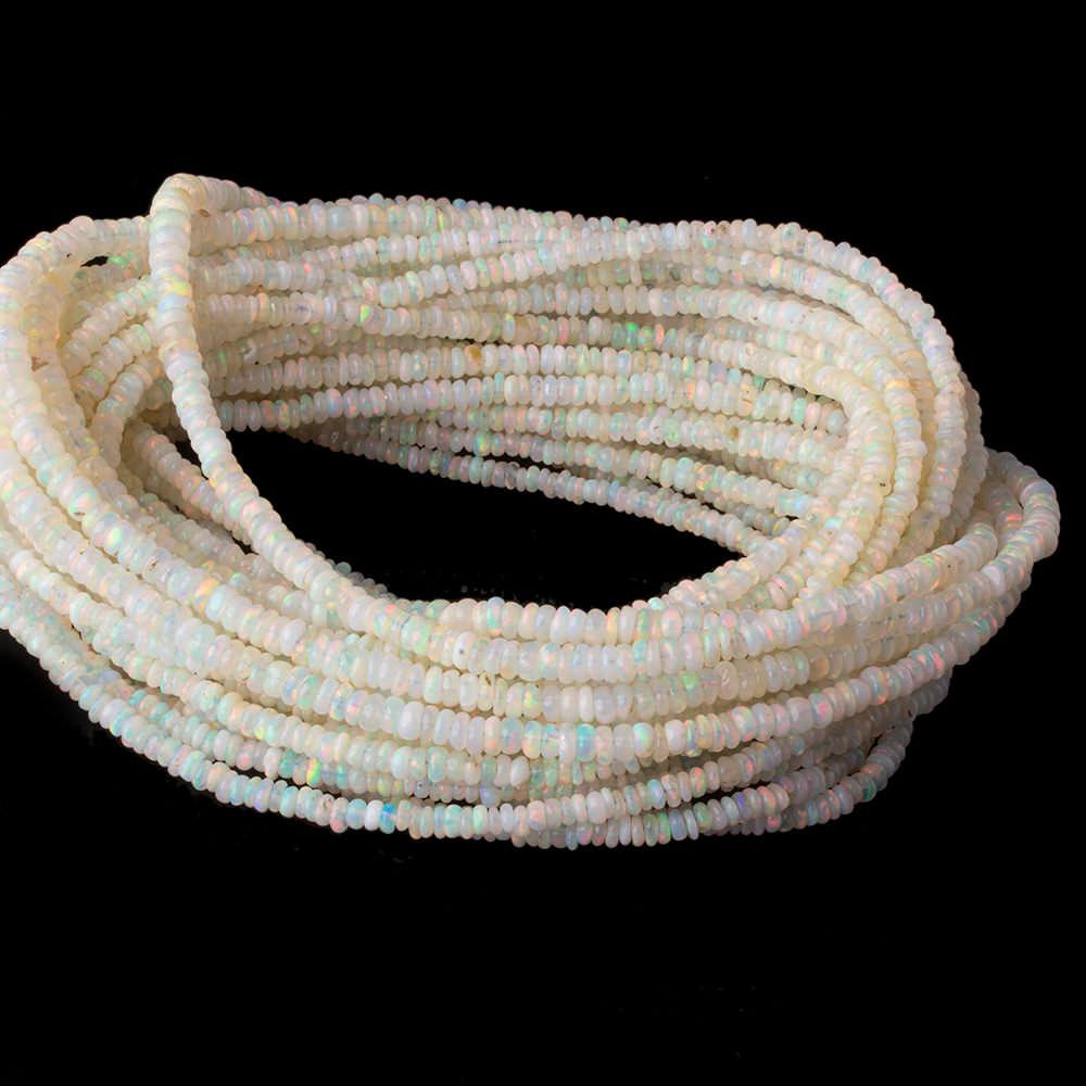 3mm Off White Ethiopian Opal plain rondelle beads 18 inch 300 pieces AA - Beadsofcambay.com