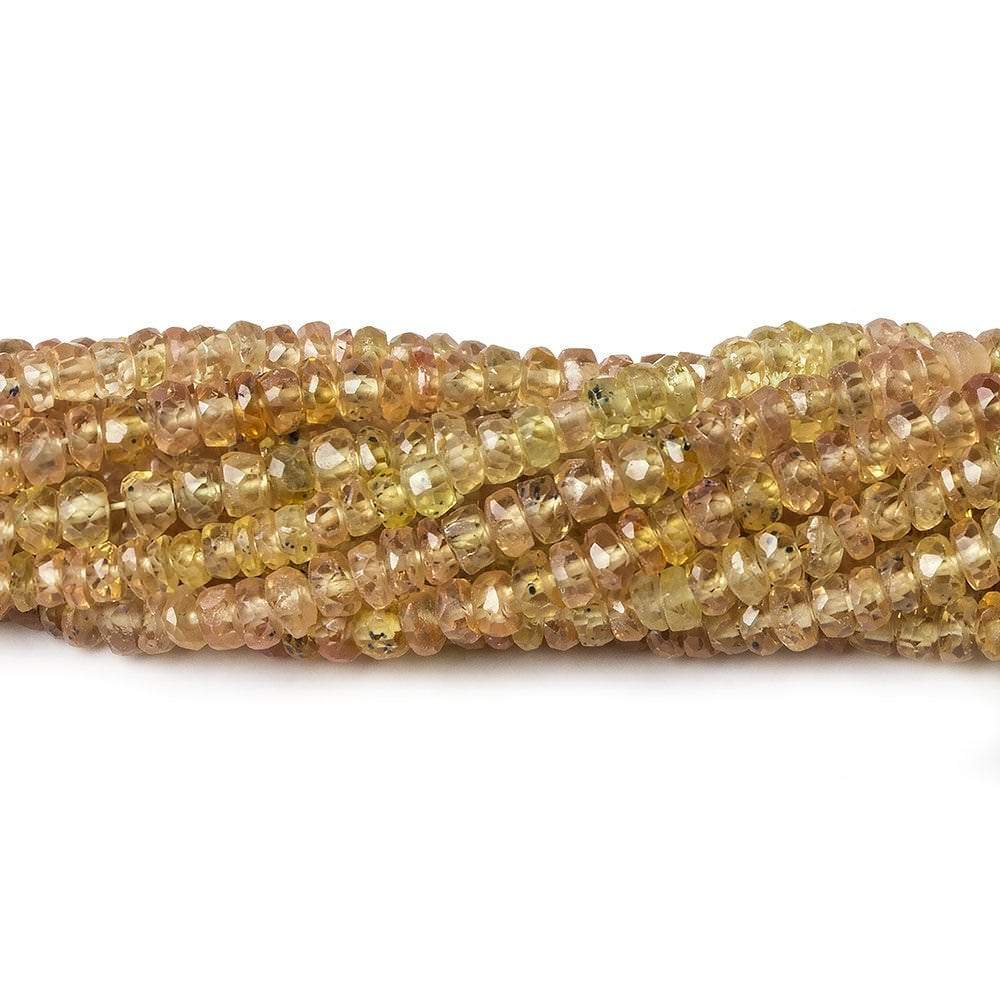 3mm Orange Yellow Songea Sapphire Beads Faceted Rondelle 16 inch 205 pieces - Beadsofcambay.com