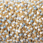 3mm Owyhee Denim Blue Opal Micro Faceted Rondelles on Gold Plated Chain - Beadsofcambay.com