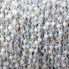 3mm Owyhee Denim Blue Opal Micro Faceted Rondelles on Silver Plated Chain - Beadsofcambay.com