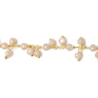 3mm Peach Moonstone micro-faceted round Gold Dangling Chain by the foot - Beadsofcambay.com