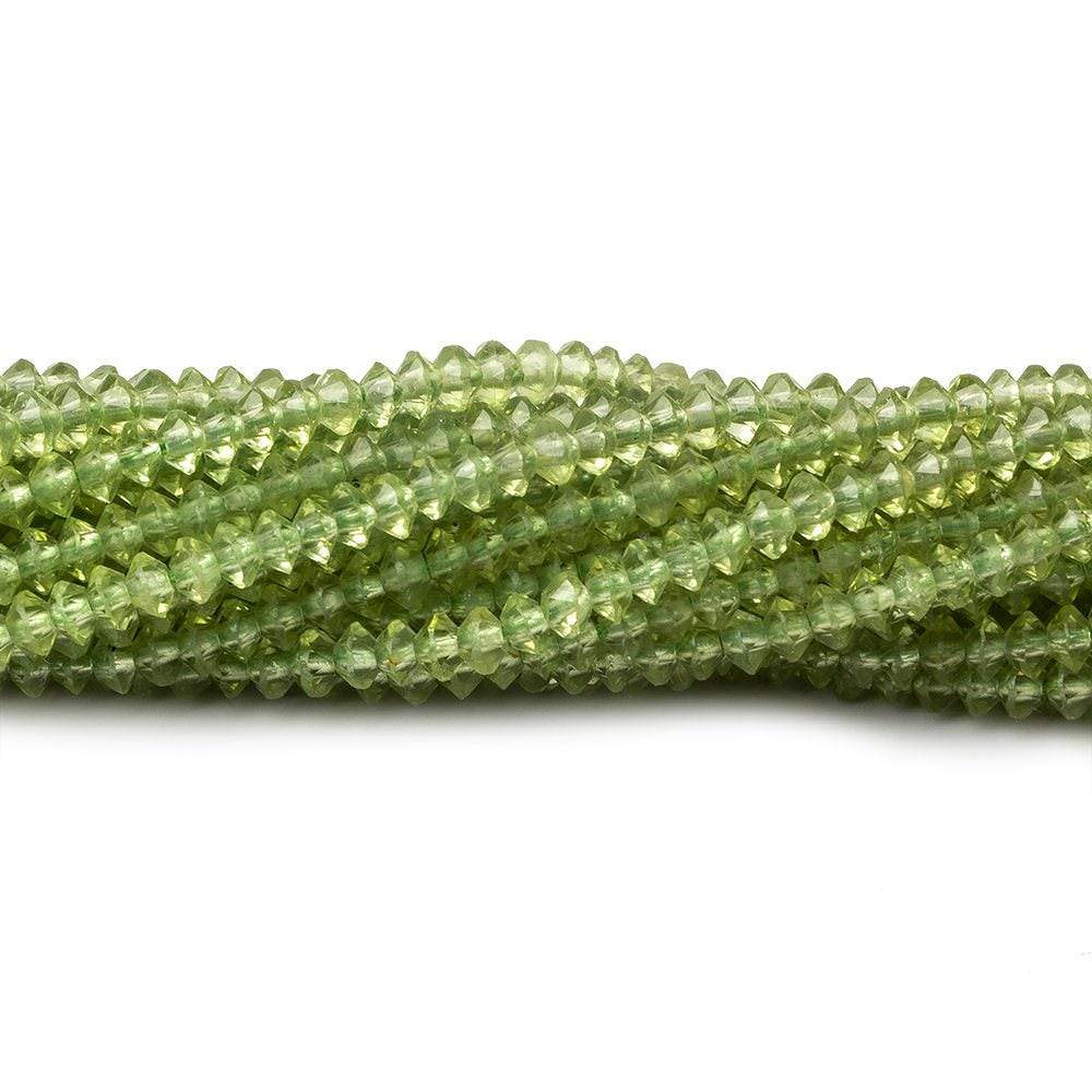 3mm Peridot micro faceted disc rondelle beads 12.5 inch 155 pieces AAA - Beadsofcambay.com