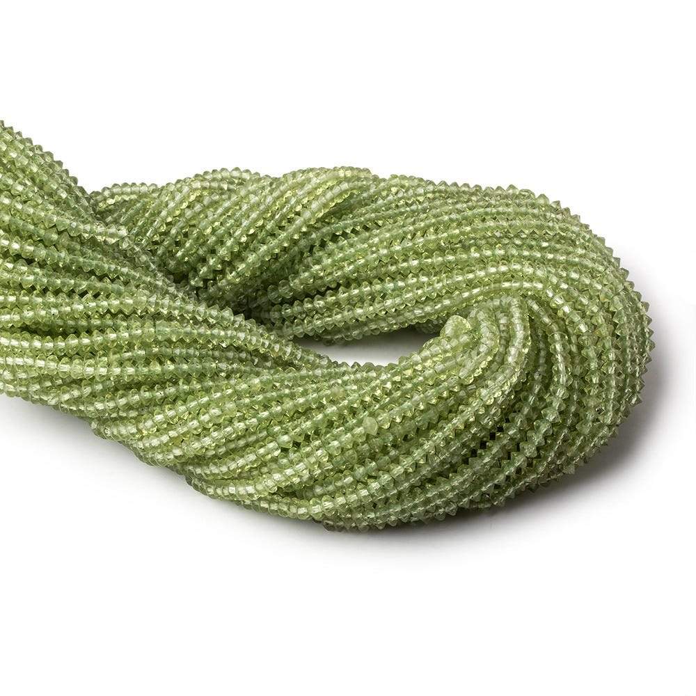 3mm Peridot micro faceted disc rondelle beads 12.5 inch 155 pieces AAA - Beadsofcambay.com