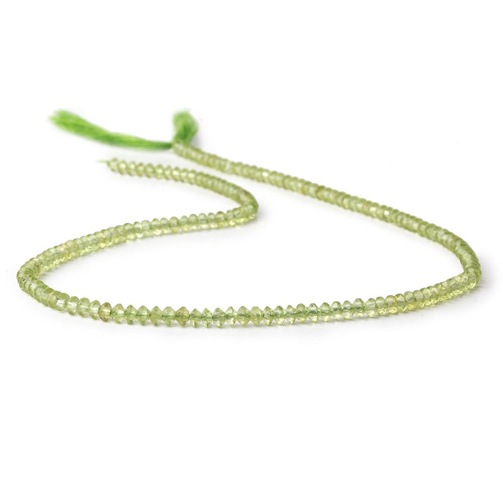 3mm Peridot micro faceted disc rondelle beads 12.5 inch 155 pieces AAA - Beadsofcambay.com