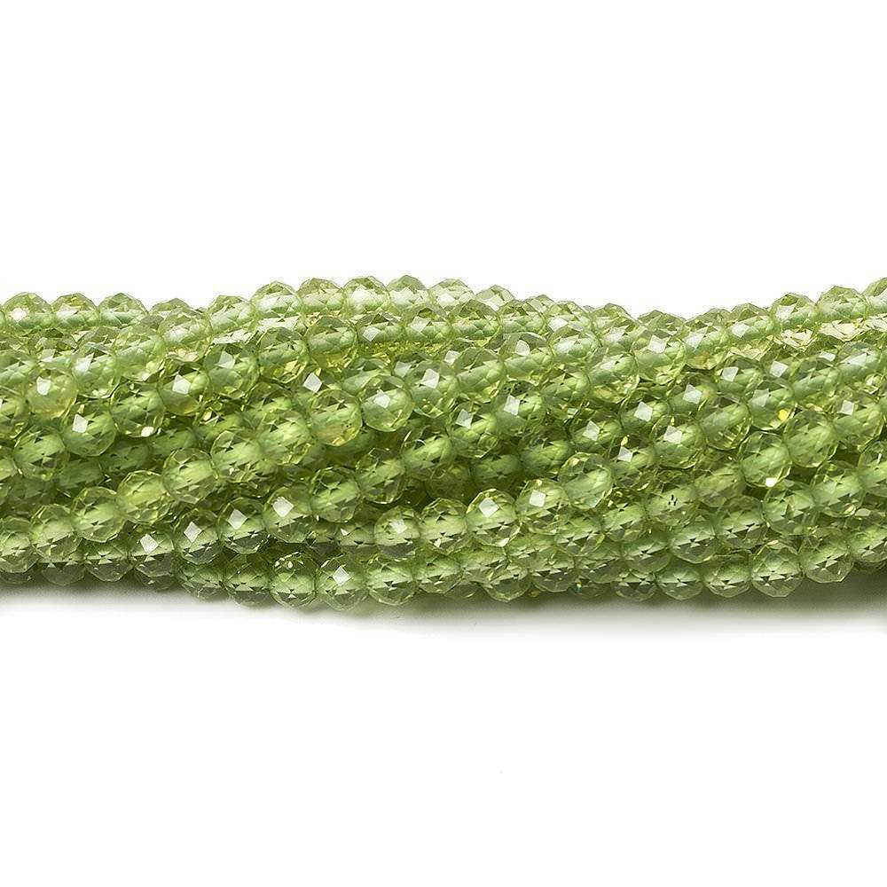 3mm Peridot Micro-faceted Rondelles 12.5 inches 132 beads - Beadsofcambay.com