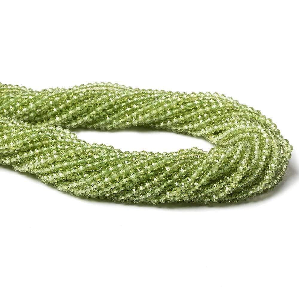 3mm Peridot Micro-faceted Rondelles 12.5 inches 132 beads - Beadsofcambay.com