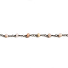 3mm Pink Peruvian Opal faceted rondelle Black Gold Chain by the foot 36 pieces - Beadsofcambay.com