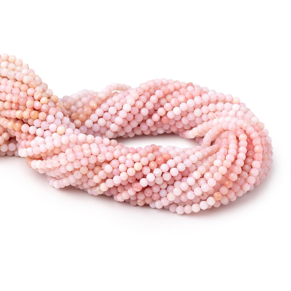 3mm Pink Peruvian Opal Micro Faceted Round Beads 12.5 inch 108 pieces - Beadsofcambay.com