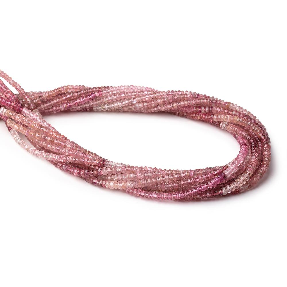 3mm Pink Tourmaline Faceted Rondelle Beads 14 inch 190 pieces AAA - Beadsofcambay.com