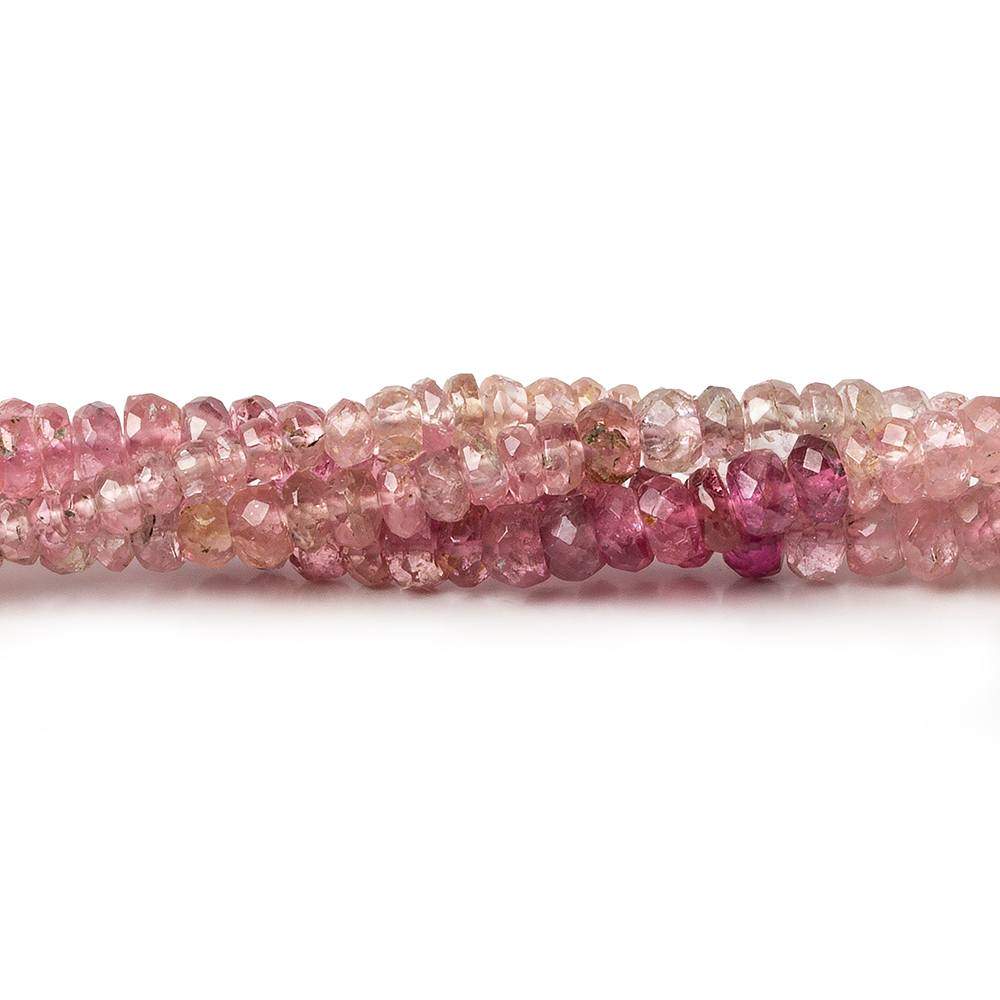 3mm Pink Tourmaline Faceted Rondelle Beads 16 inch 166 pcs AA Grade - Beadsofcambay.com