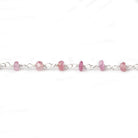 3mm Pink Tourmaline faceted rondelle Silver .925 Chain by the foot 48 pcs - Beadsofcambay.com