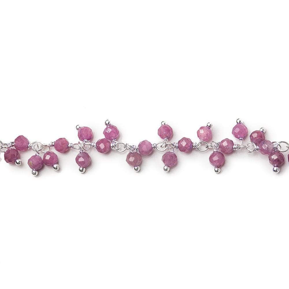 3mm Pink Tourmaline micro-faceted round Silver .925 Dangling Chain by the foot - Beadsofcambay.com