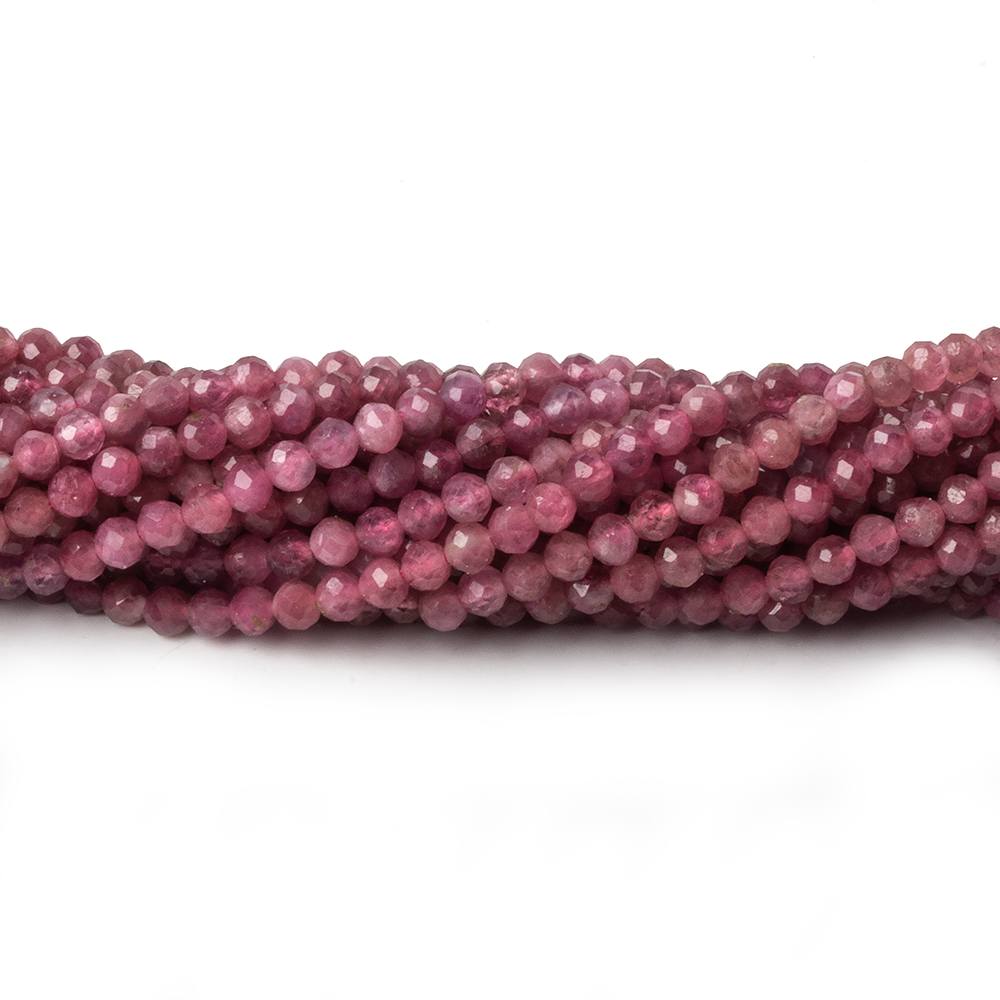 3mm Pink Tourmaline micro faceted rounds 13 inch 115 beads - Beadsofcambay.com
