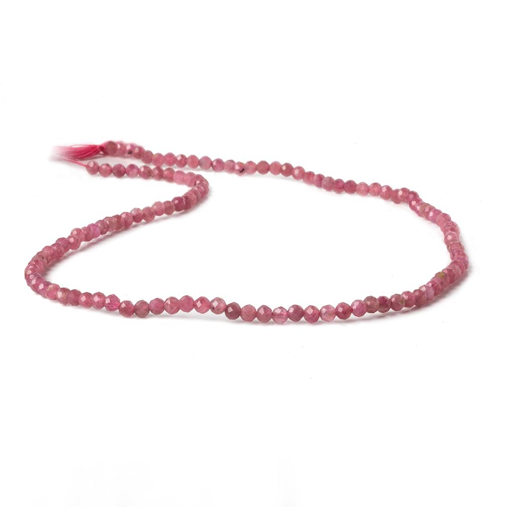 3mm Pink Tourmaline micro faceted rounds 13 inch 115 beads - Beadsofcambay.com