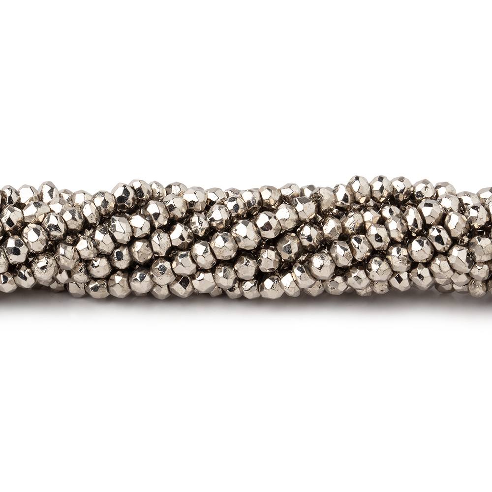 3mm Platinum Silver plated Pyrite Faceted Rondelle Beads 13 inch 128 pieces - Beadsofcambay.com