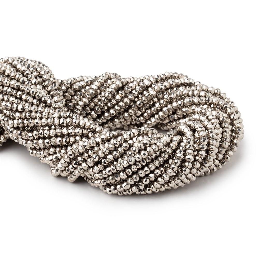 3mm Platinum Silver plated Pyrite Faceted Rondelle Beads 13 inch 128 pieces - Beadsofcambay.com