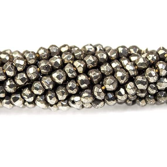 3mm Pyrite Faceted Rondelle Beads 13.5 inch 127 pieces - Beadsofcambay.com