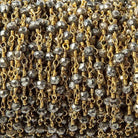 3mm Pyrite faceted rondelle Gold plated Chain by the foot 38 pcs - Beadsofcambay.com