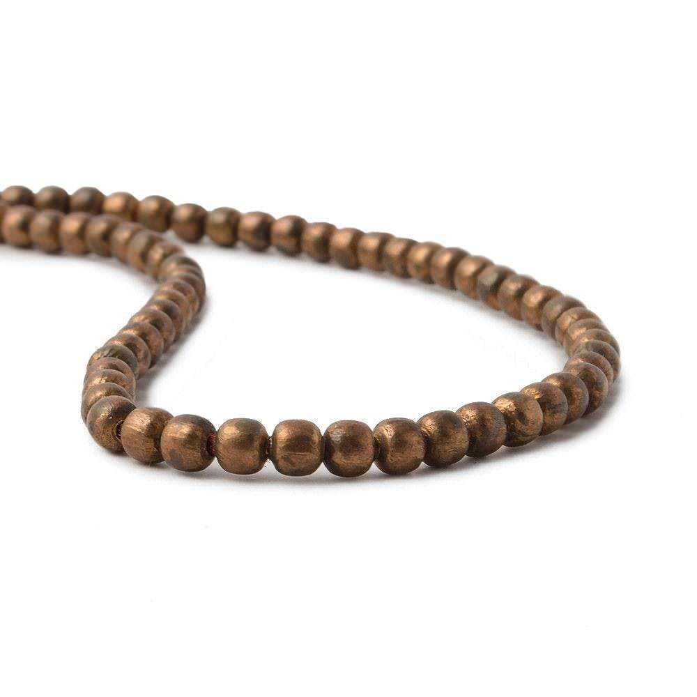 3mm Raw Copper Round Beads 8 inch 64 pcs - Beadsofcambay.com