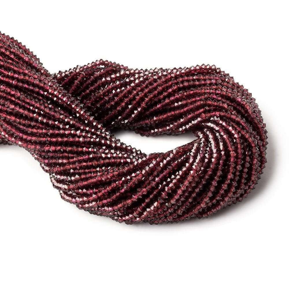 3mm Red Garnet micro faceted disc rondelle beads 12.5 inch 155 pieces AAA - Beadsofcambay.com