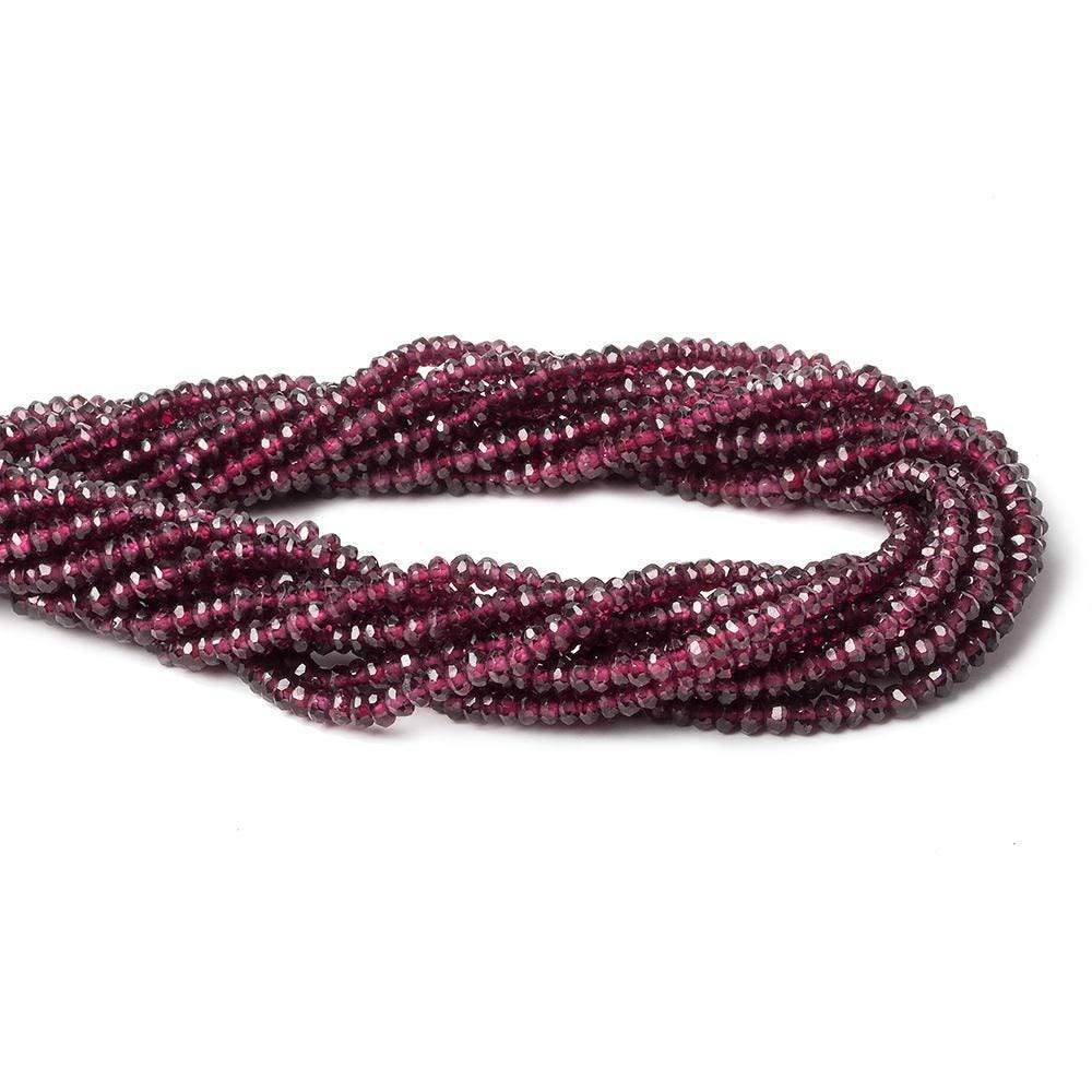 3mm Rhodolite Garnet faceted rondelle beads 13 inch 177 beads - Beadsofcambay.com