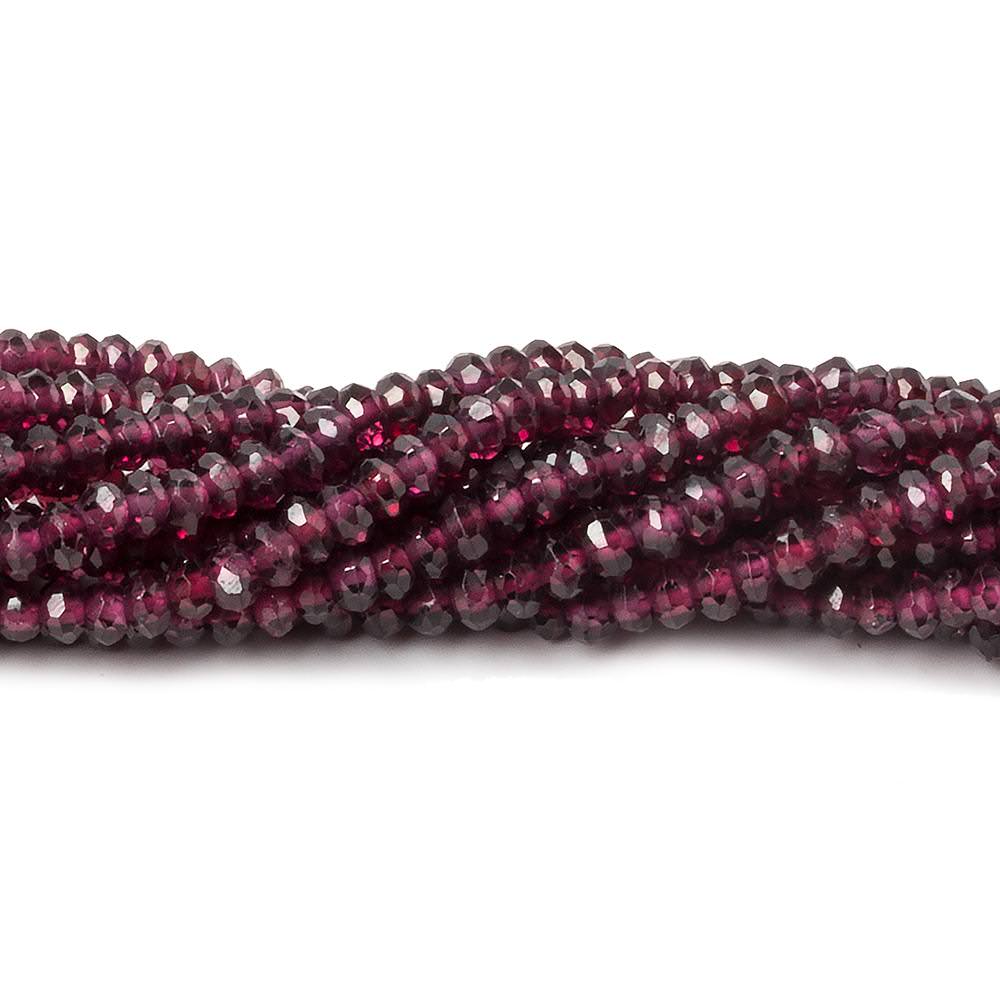 3mm Rhodolite Garnet faceted rondelle beads 13 inch 177 beads - Beadsofcambay.com