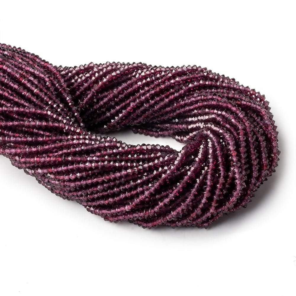 3mm Rhodolite Garrnet micro faceted disc rondelle beads 12.5 inch 155 pieces AAA - Beadsofcambay.com