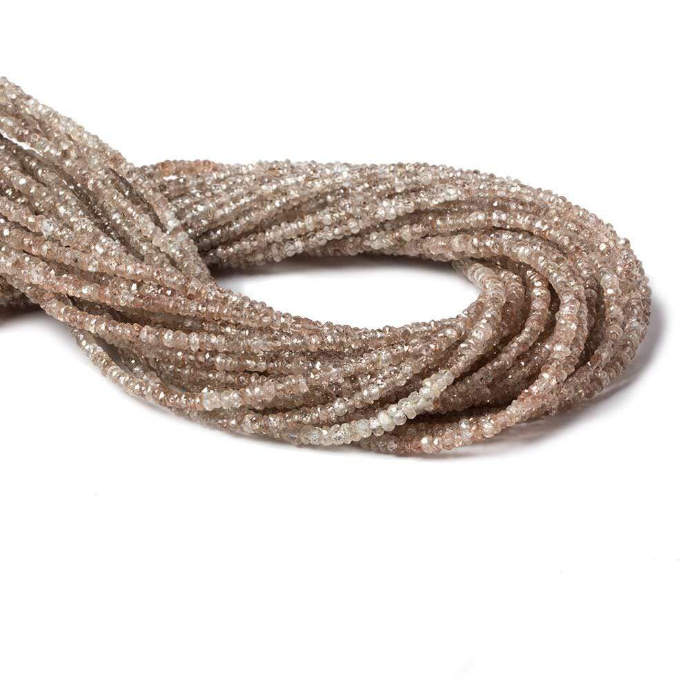 3mm Rose' and Champagne Zircon Faceted Rondelle Beads 13 inches 210 beads - Beadsofcambay.com
