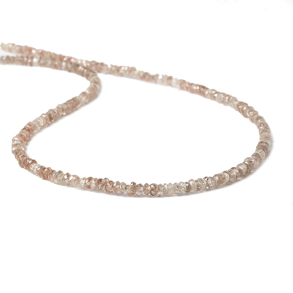 3mm Rose' and Champagne Zircon Faceted Rondelle Beads 13 inches 210 beads - Beadsofcambay.com