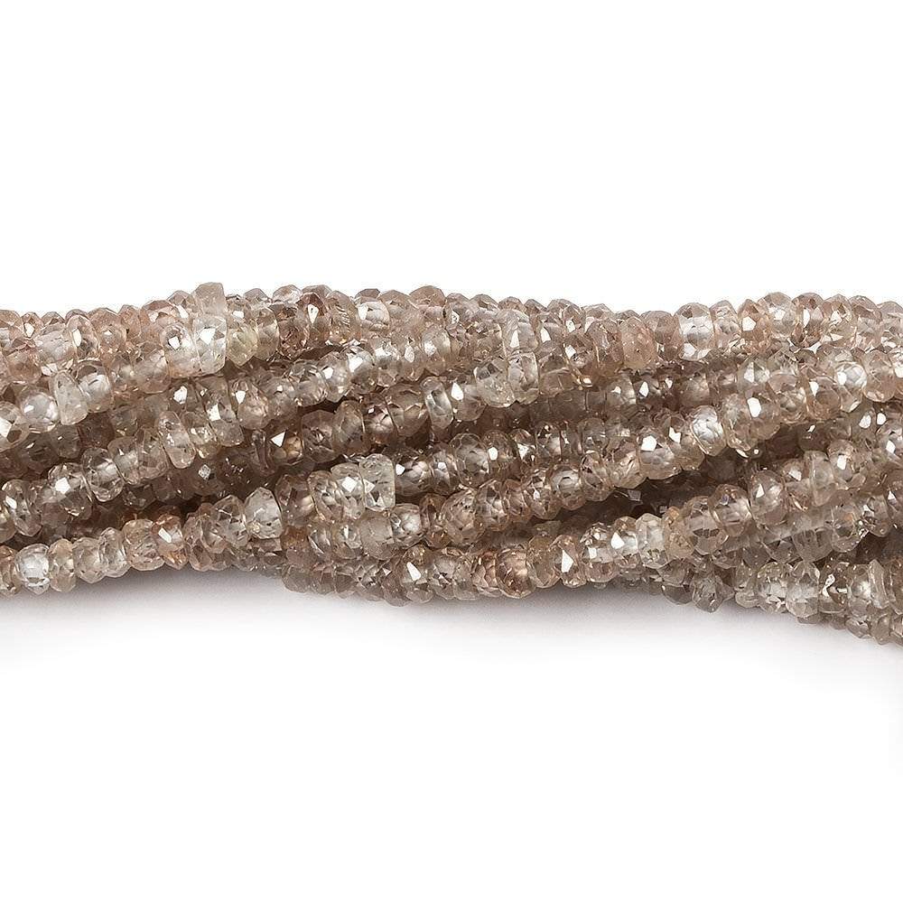 3mm Rose' and Champagne Zircon Faceted Rondelle Beads 13 inches 210 beads - Beadsofcambay.com