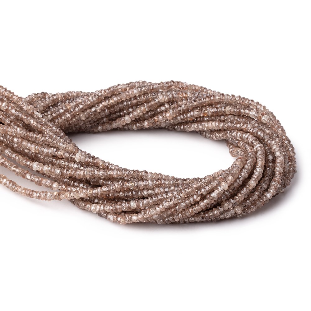 3mm Rose and Champagne Zircon faceted rondelles 13.5 inches 206 Beads - Beadsofcambay.com