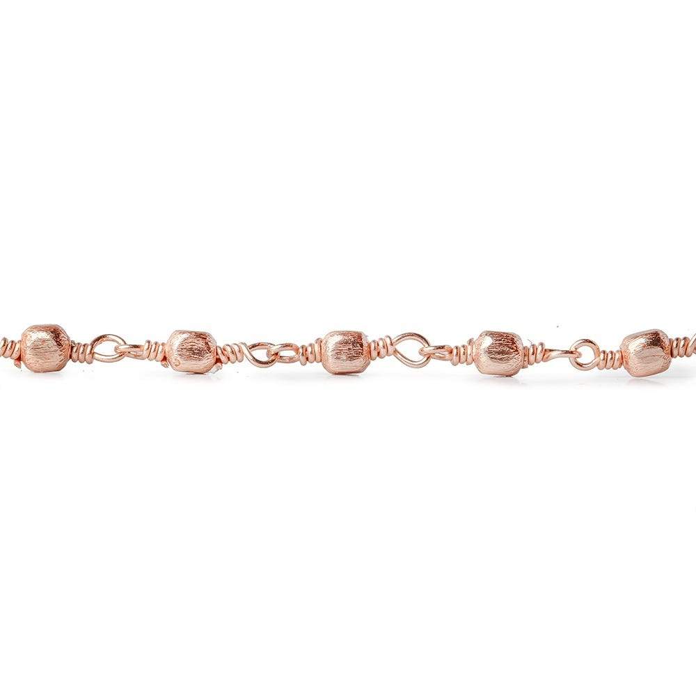 3mm Rose Gold plated Brushed Cube Rose Gold plated Chain by the foot - Beadsofcambay.com