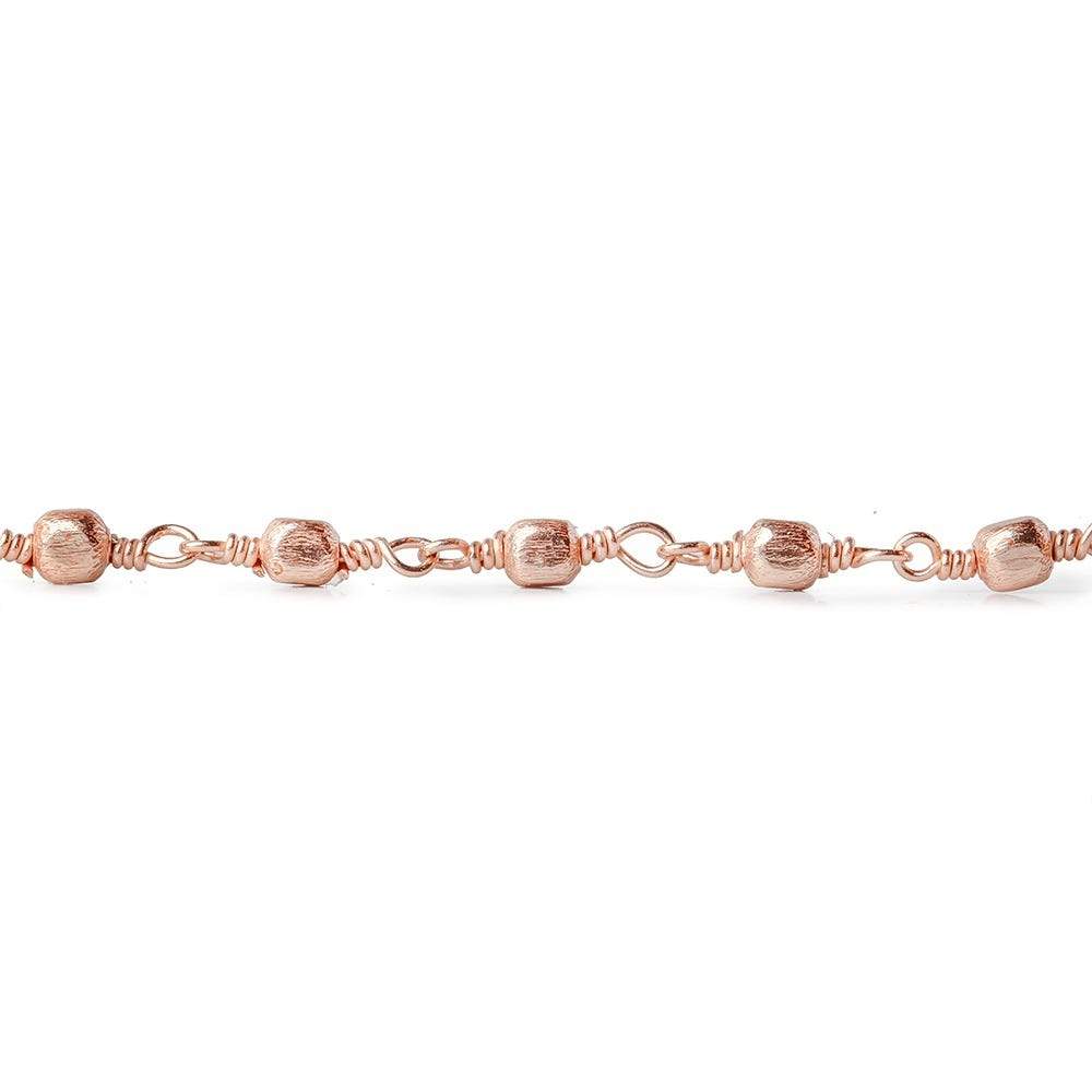 3mm Rose Gold plated Brushed Cube Rose Gold plated Chain by the foot - Beadsofcambay.com