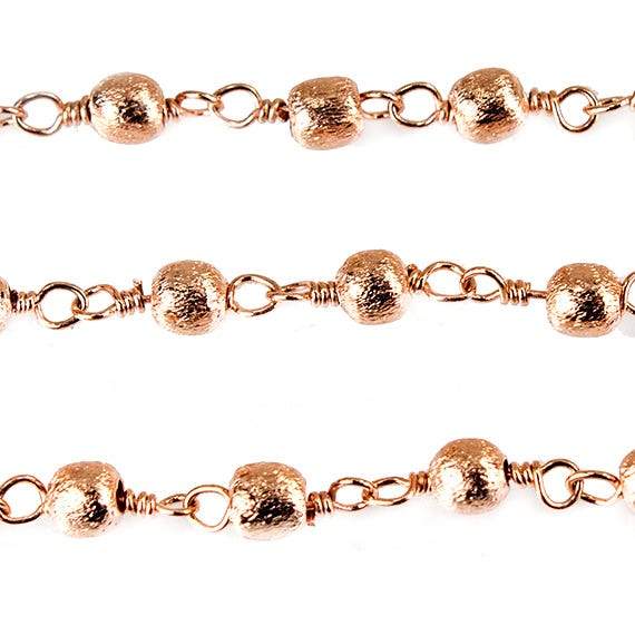 3mm Rose Gold plated Brushed Round Rose Gold plated Chain by the foot - Beadsofcambay.com