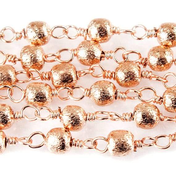 3mm Rose Gold plated Brushed Round Rose Gold plated Chain by the foot - Beadsofcambay.com