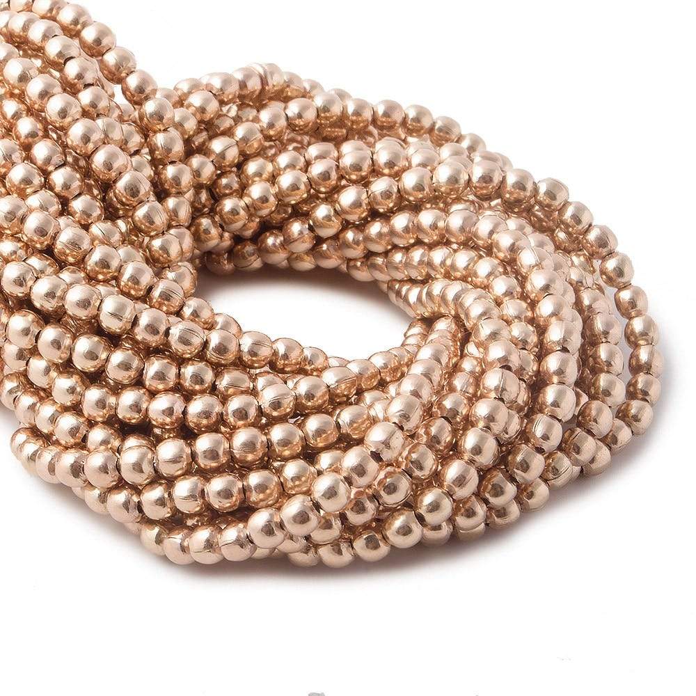 3mm Rose Gold Plated Copper Bead Plain Round 8 inch 67 pcs - Beadsofcambay.com