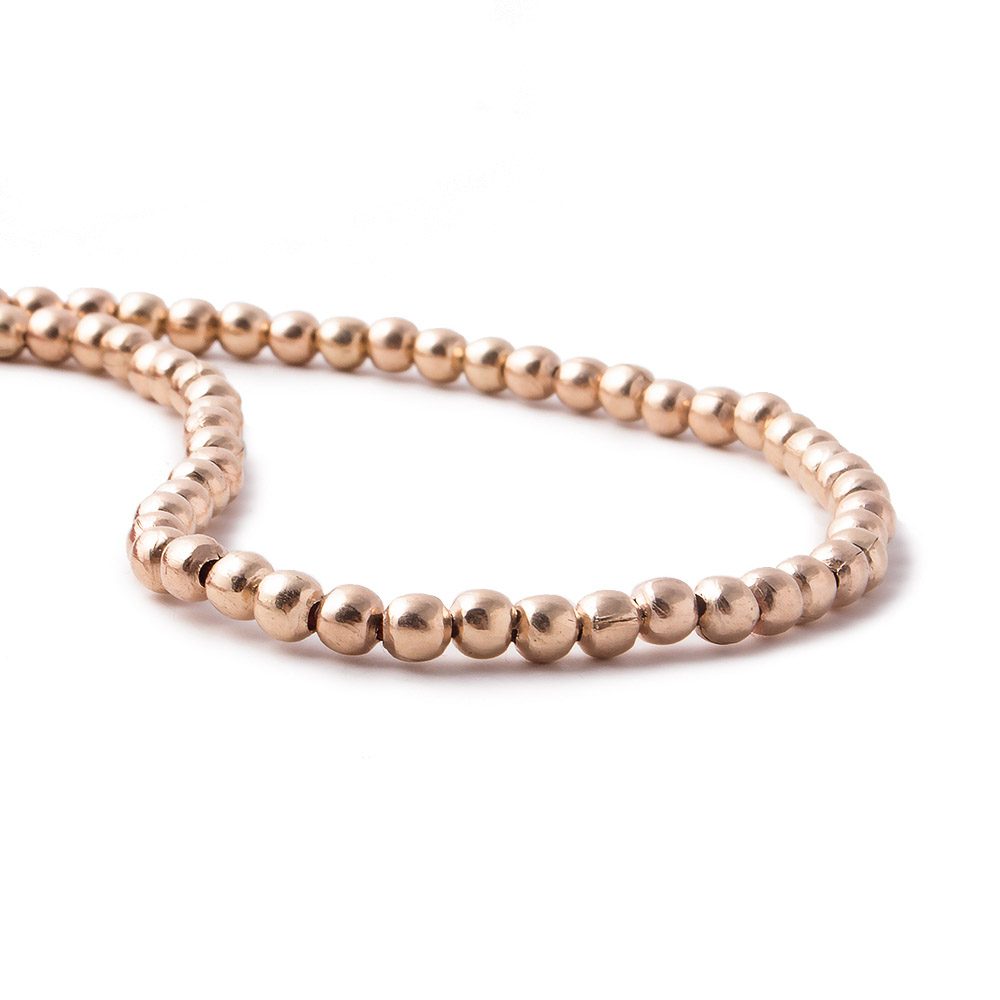 3mm Rose Gold Plated Copper Bead Plain Round 8 inch 67 pcs - Beadsofcambay.com