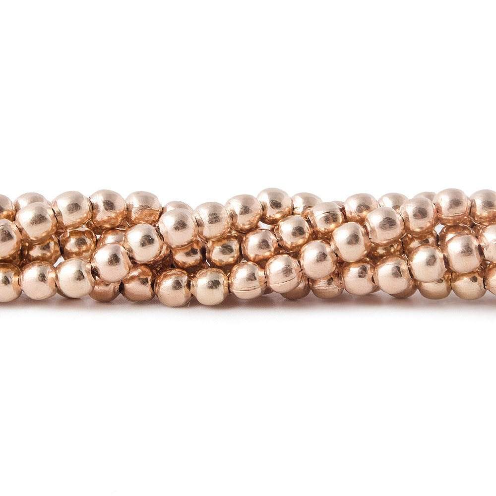 3mm Rose Gold Plated Copper Bead Plain Round 8 inch 67 pcs - Beadsofcambay.com