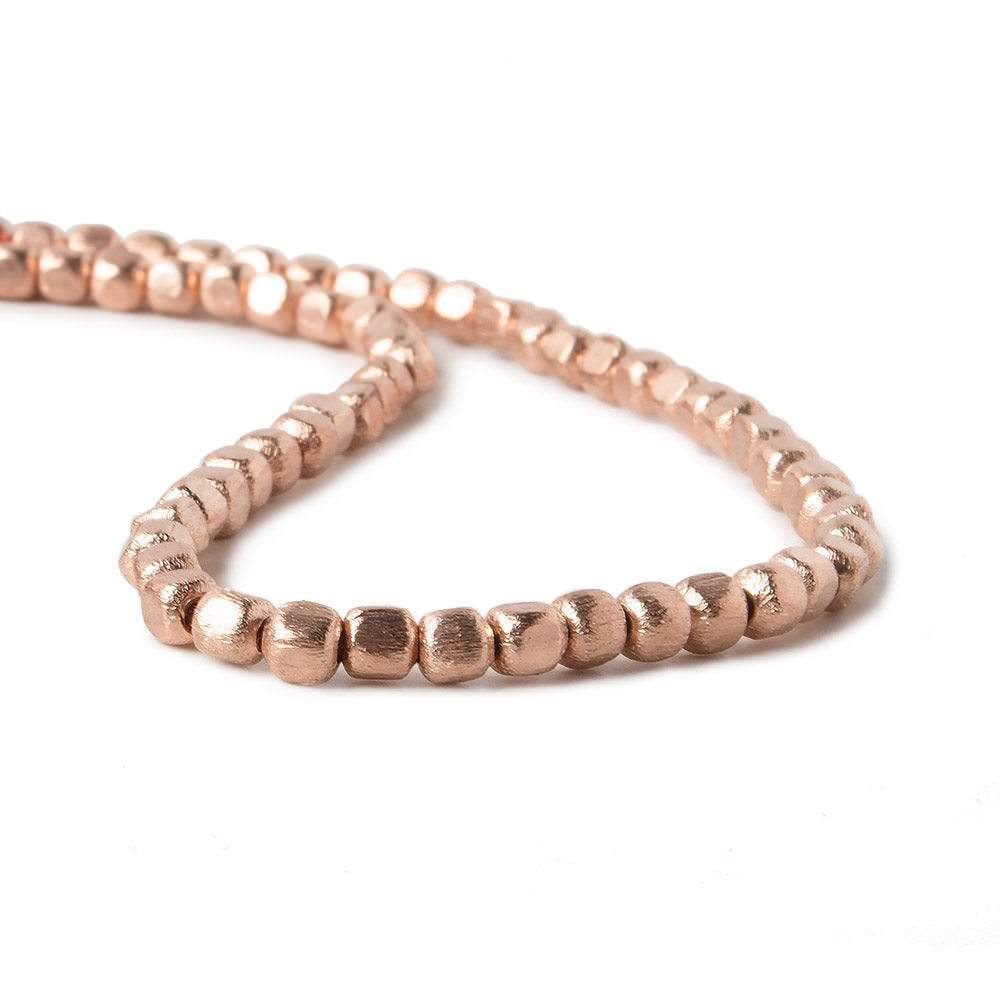 3mm Rose Gold plated Copper Brushed Cube Beads 66 beads 8 inch - Beadsofcambay.com