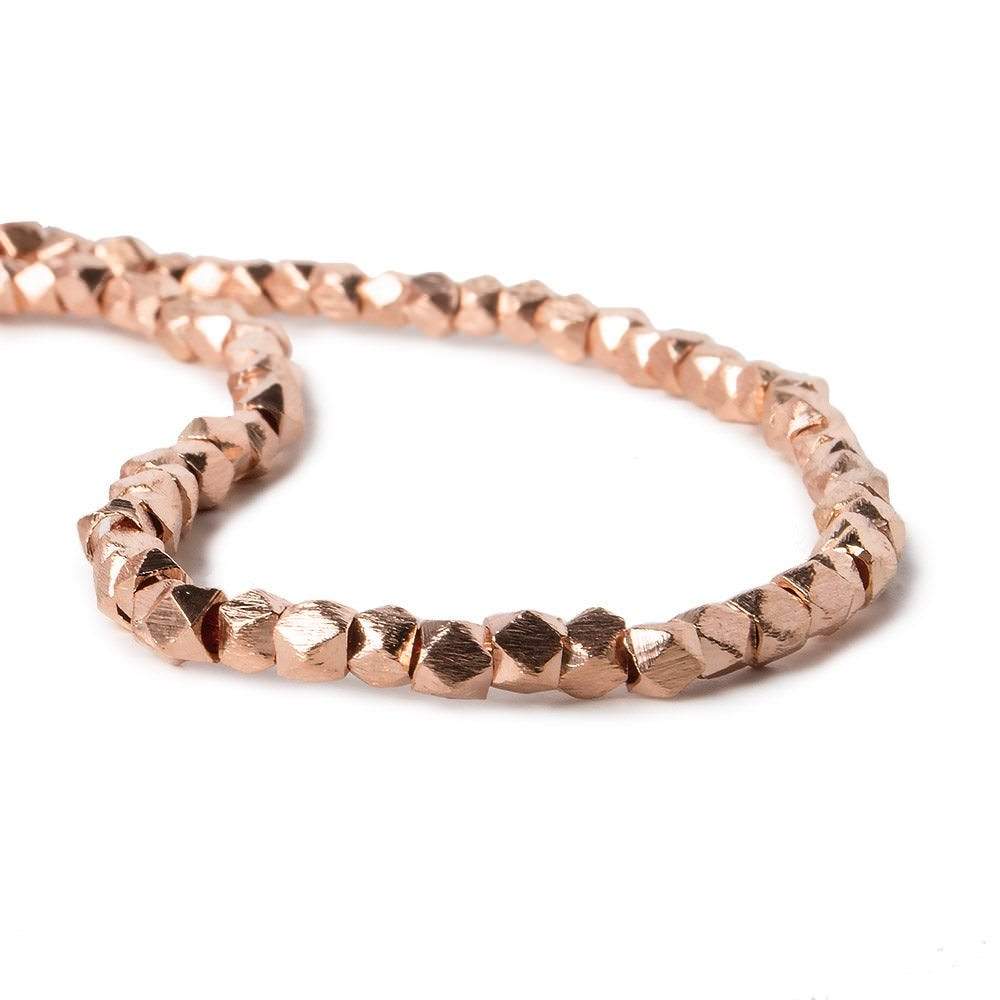 3mm Rose Gold plated Copper Brushed Faceted Nugget Beads 8 inch 65 beads - Beadsofcambay.com