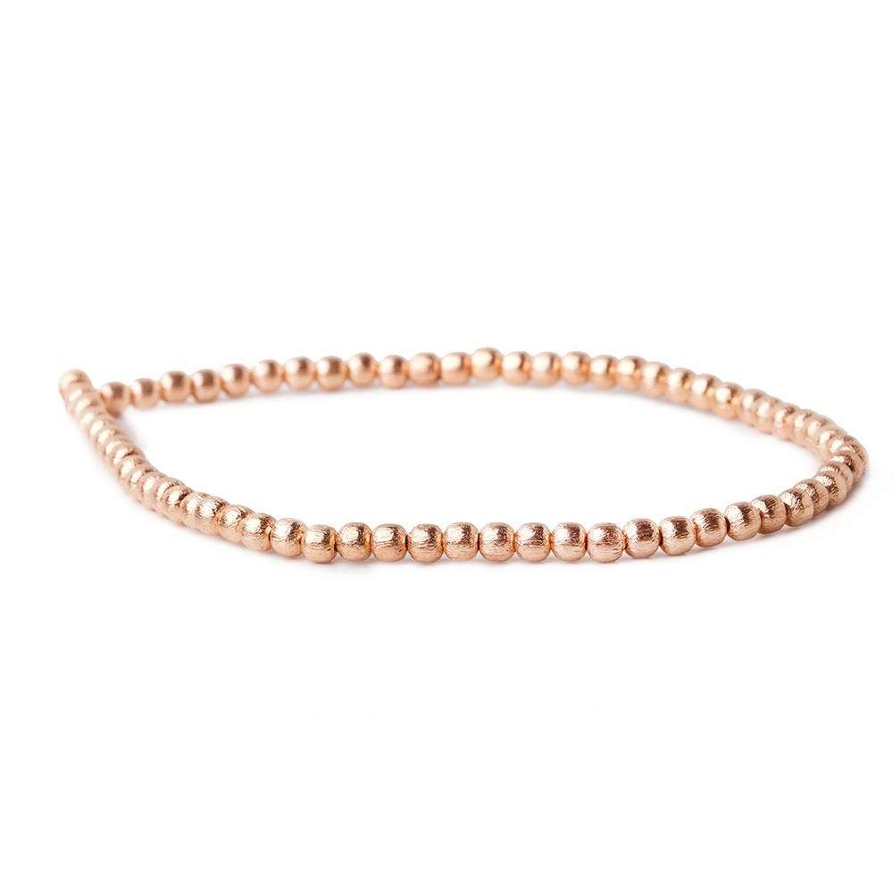 3mm Rose Gold plated Copper Brushed Round 8 inch 65 pcs - Beadsofcambay.com