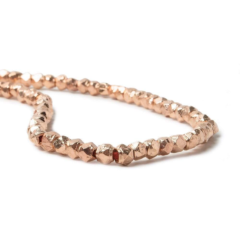 3mm Rose Gold plated Copper Faceted Nugget Beads 8 inch 75 pieces - Beadsofcambay.com