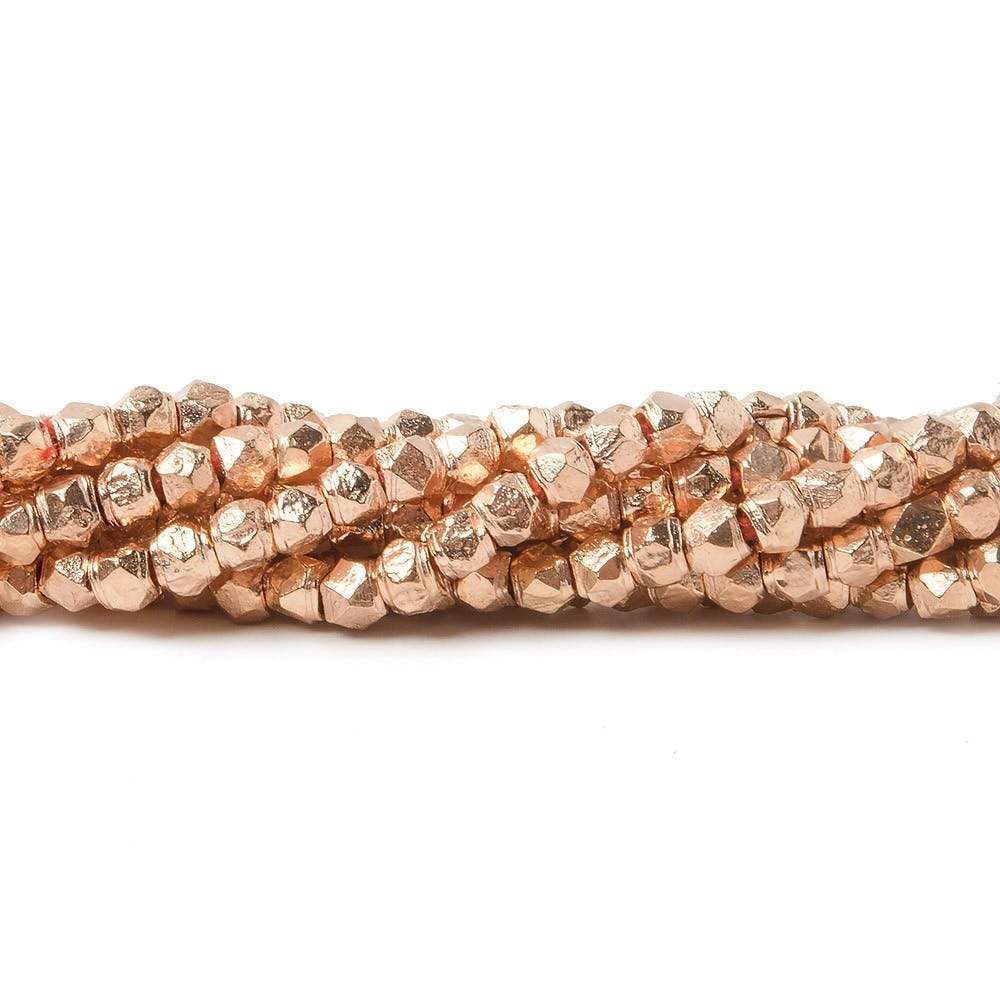3mm Rose Gold plated Copper Faceted Nugget Beads 8 inch 75 pieces - Beadsofcambay.com