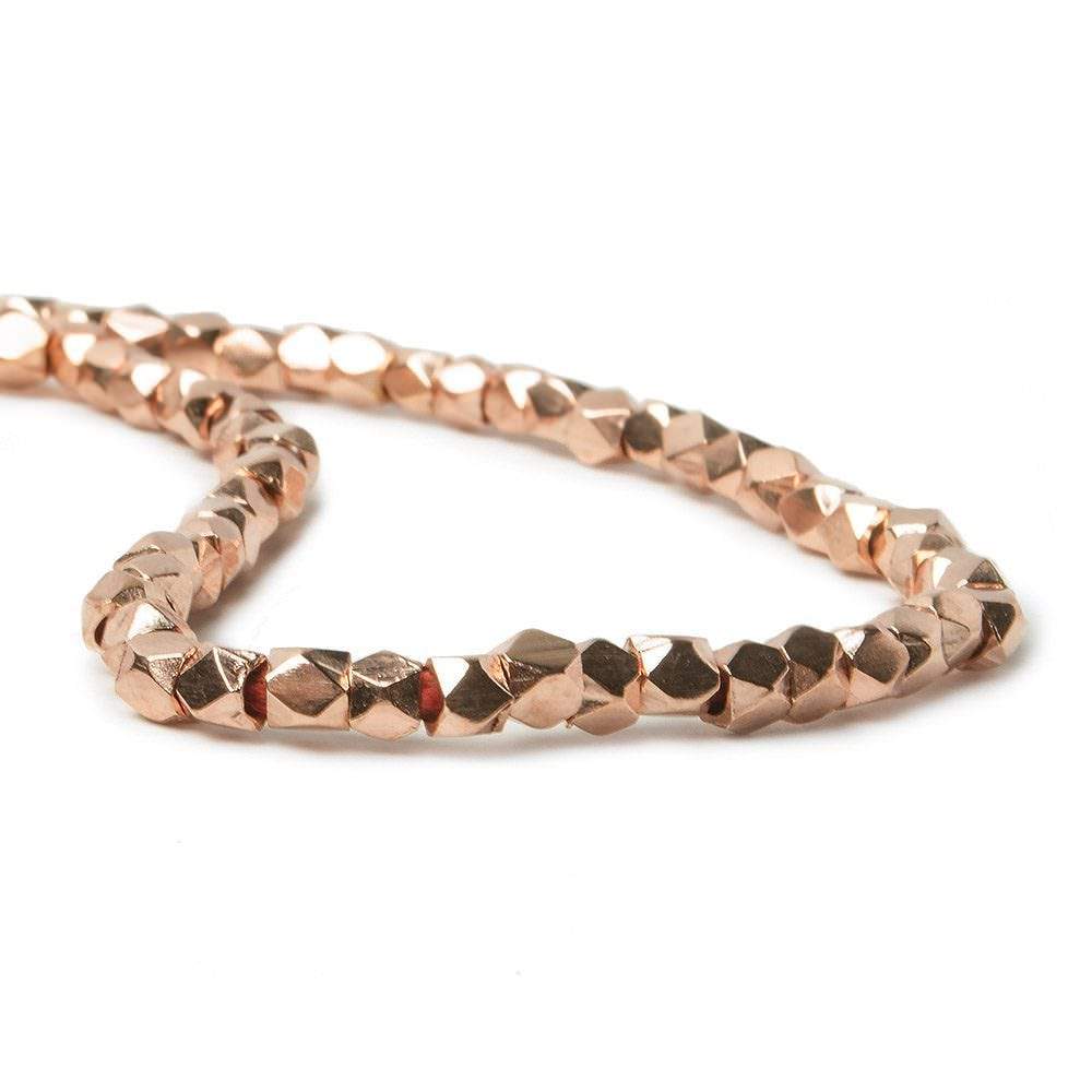 3mm Rose Gold plated Copper Hand Polished Faceted Nugget Beads 8 inch 70 beads - Beadsofcambay.com
