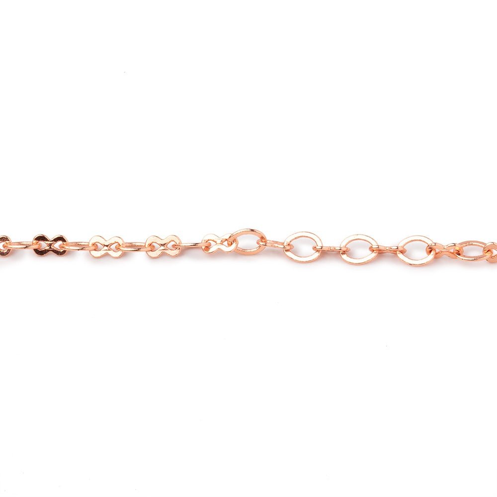 3mm Rose Gold plated Oval and Bowtie Link Chain by the Foot - Beadsofcambay.com