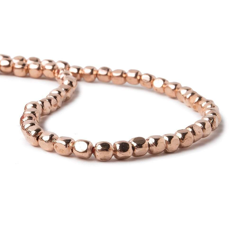 3mm Rose Gold plated Plain Cube Bead 8 inch 66 beads - Beadsofcambay.com