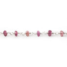 3mm Rubelite Tourmaline faceted rondelle .925 Sterling Silver Chain by the foot 47 pieces - Beadsofcambay.com